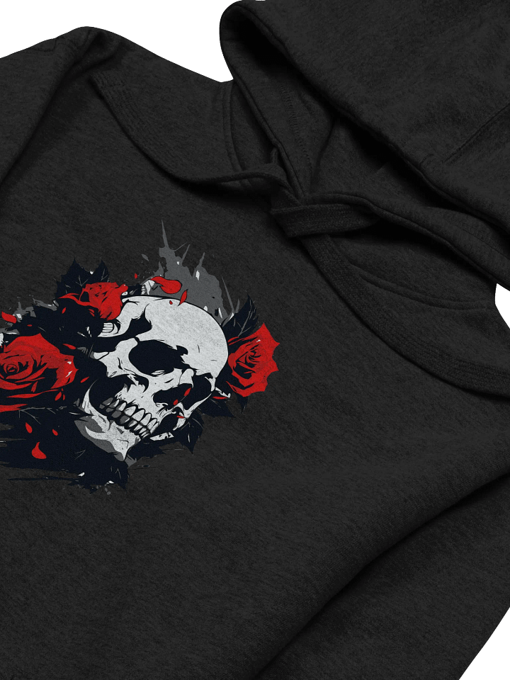 Rose-Adorned Skull Front Printed Hoodie product image (2)