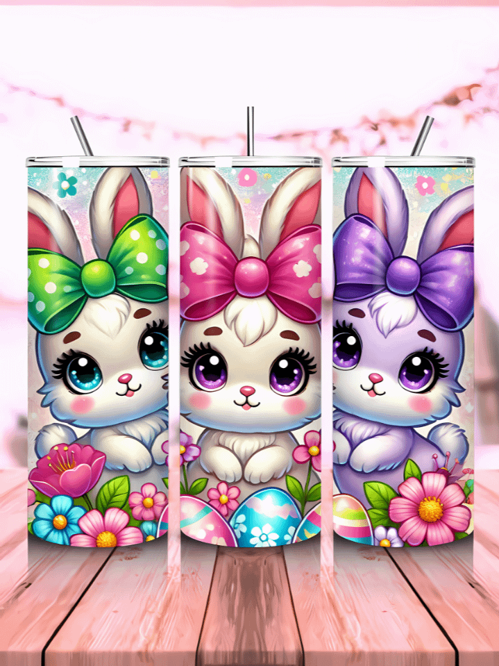 Adorable Easter Bunny Skinny Tumbler Wrap – 20oz Sublimation PNG Design – Charming Holiday Rabbit – Instant Digital Download – High-Resolution 300 DPI product image (1)