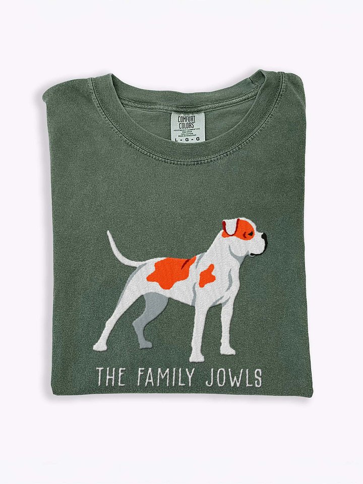 The Family Jowls T-Shirt(Embroidered) of an American Bulldog(Red & White) product image (1)