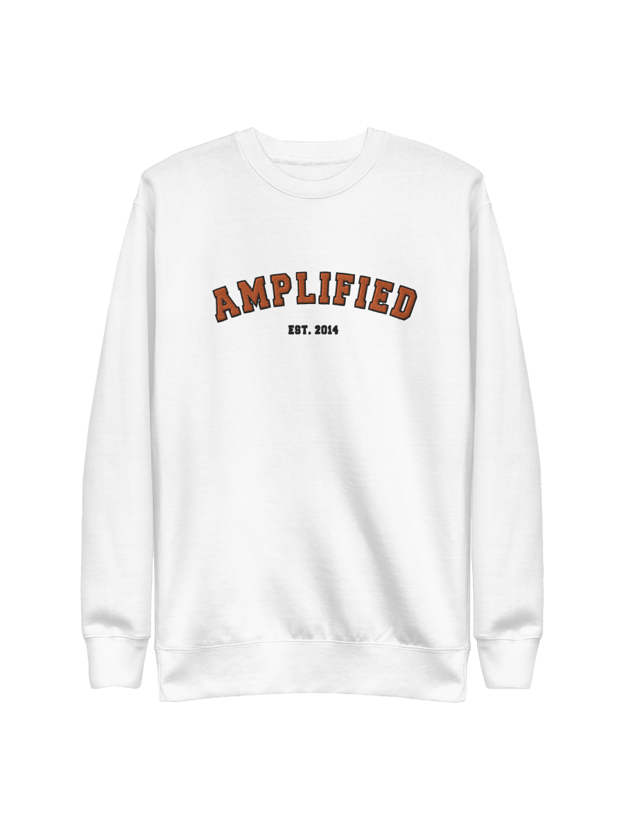 Amp Premium Embroidered Varsity Sweatshirt (White) product image (1)