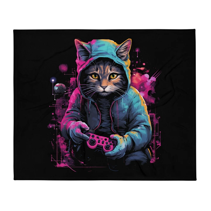 Hoodie Cat Gaming Throw Blanket product image (2)