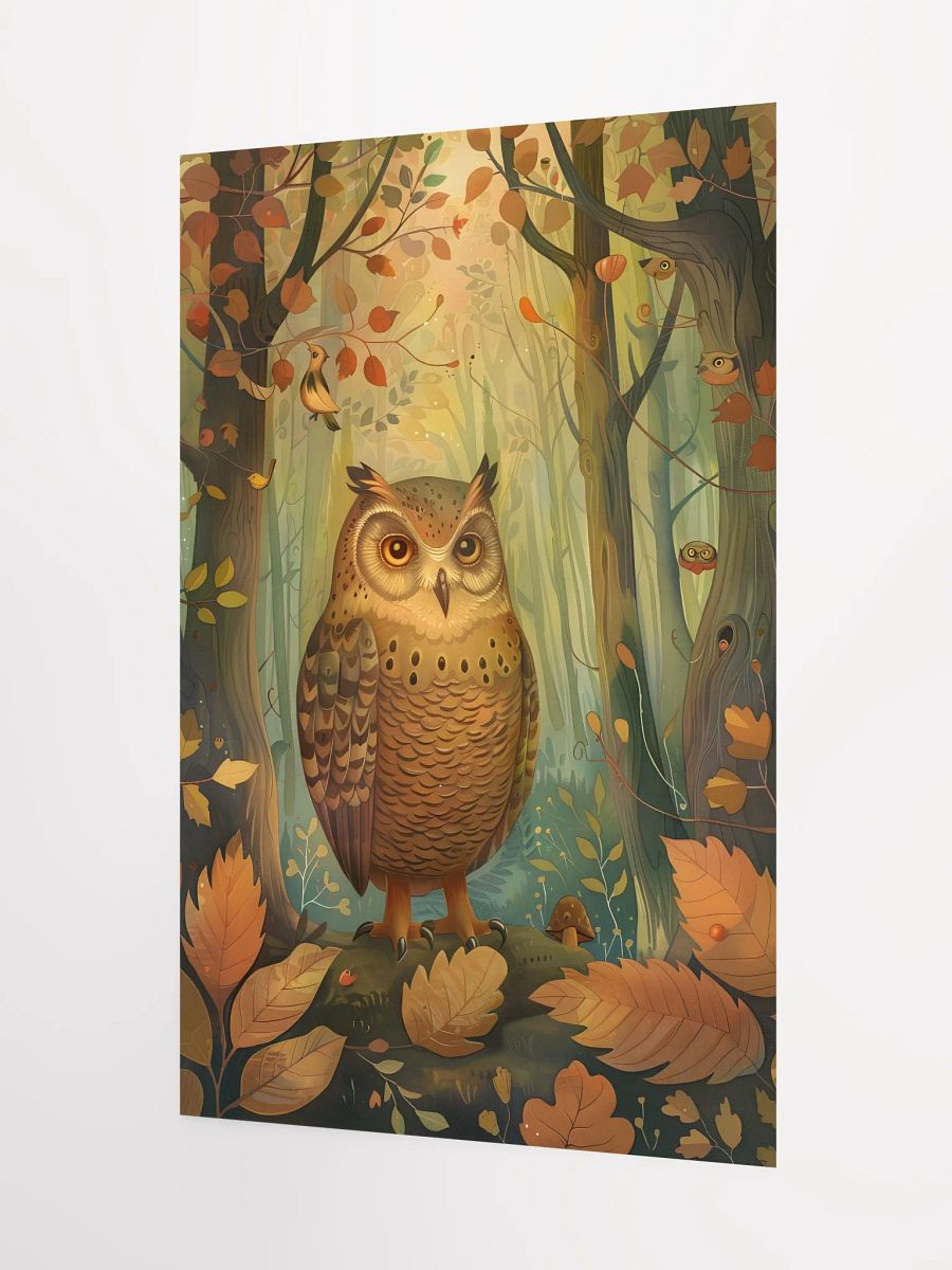 Whimsical owl perched in enchanted forest scenery. product image (3)