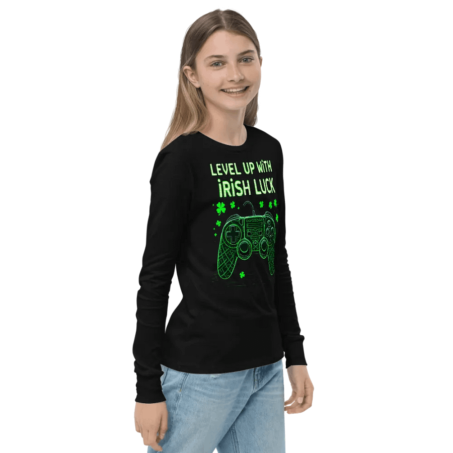 Level Up with Irish Luck | St. Patrick’s Day Gaming Youth T-Shirt product image (5)