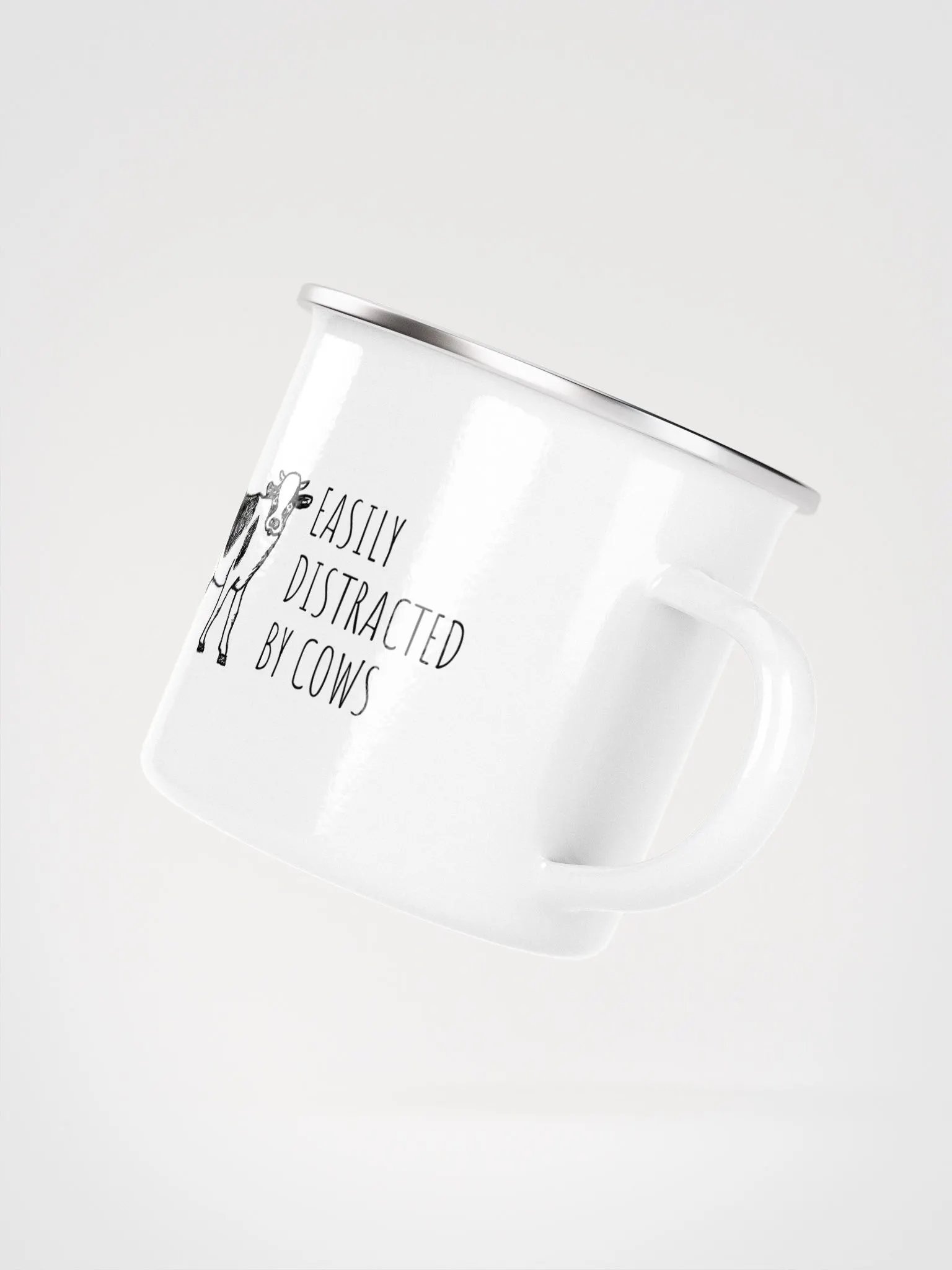 "Easily distracted by cows" enamel Mug product image (3)