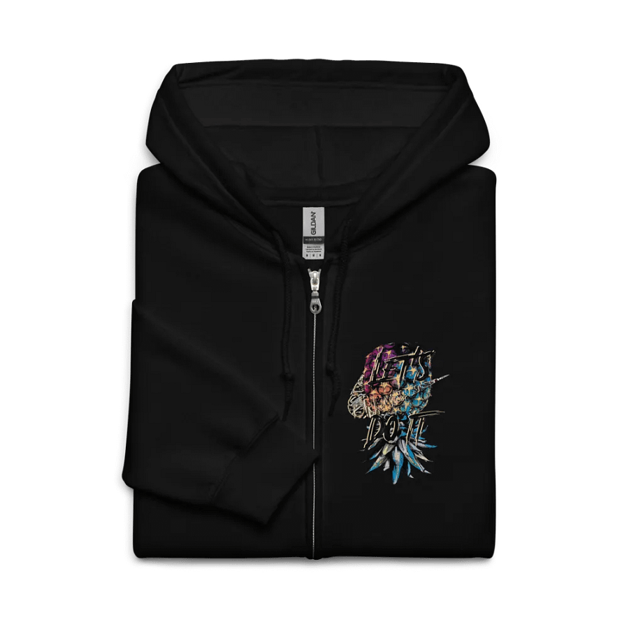 Let's Do It Swoosh Graffity Styled Upside-Down Pineapple Zip Front Hoodie product image (9)