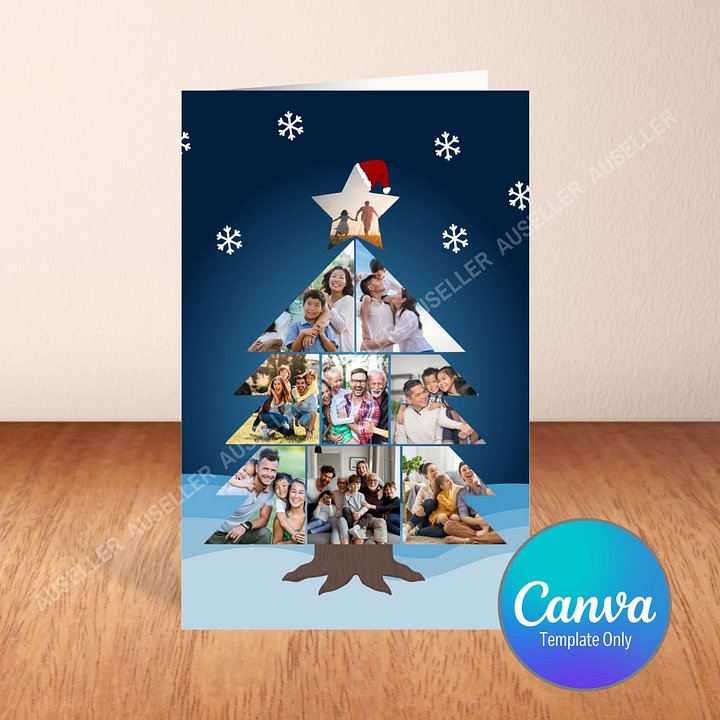 Christmas Tree Photo Collage Card Template product image (1)