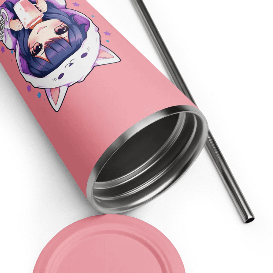 Cozy Kawaii Anime Girl 20 oz Tumbler Cup - Pink - Insulated Tumbler with a Straw product image (9)
