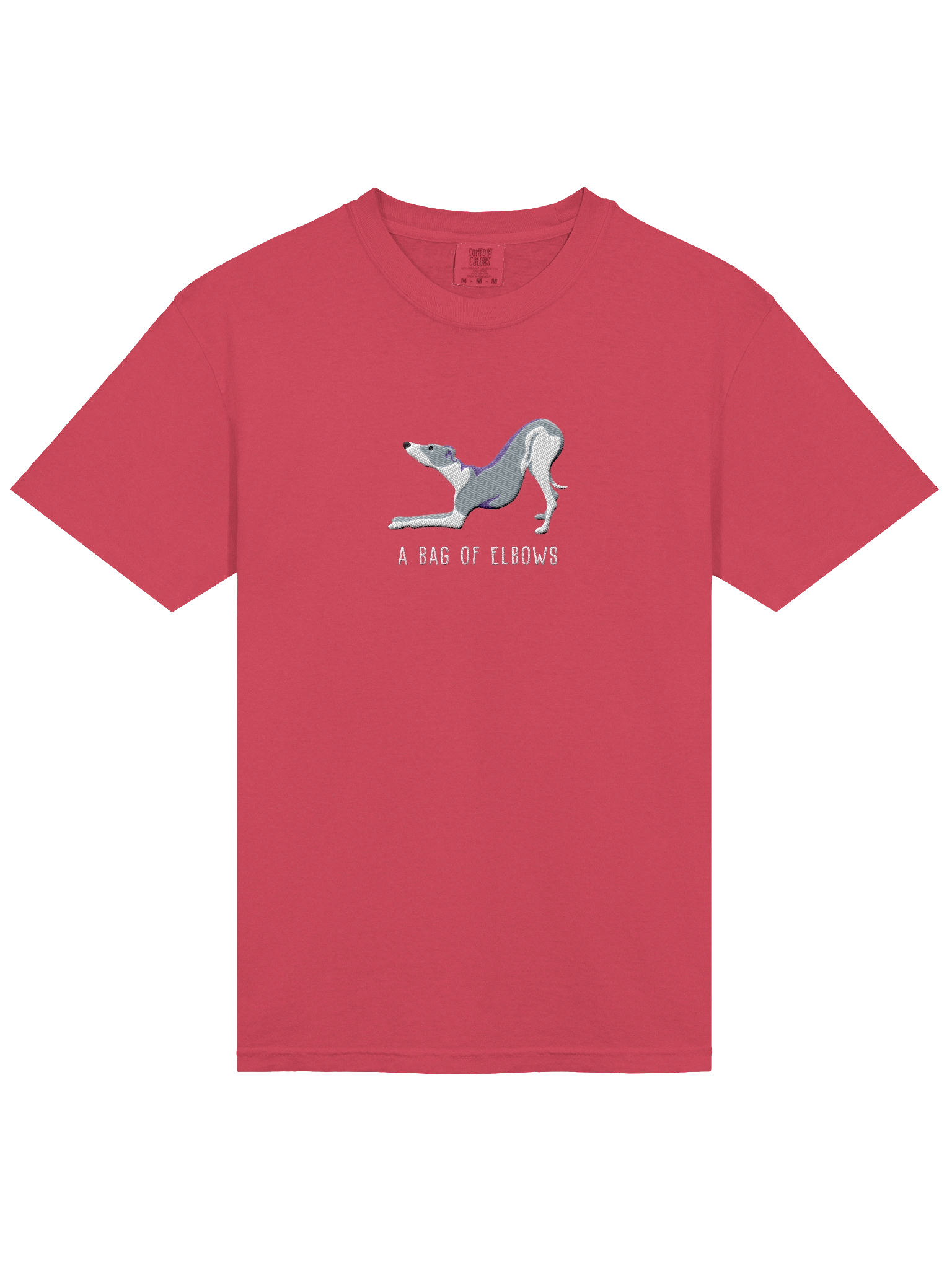 A Bag of Elbows T-Shirt(Embroidered) of an Italian Greyhound(Blue & White) product image (43)