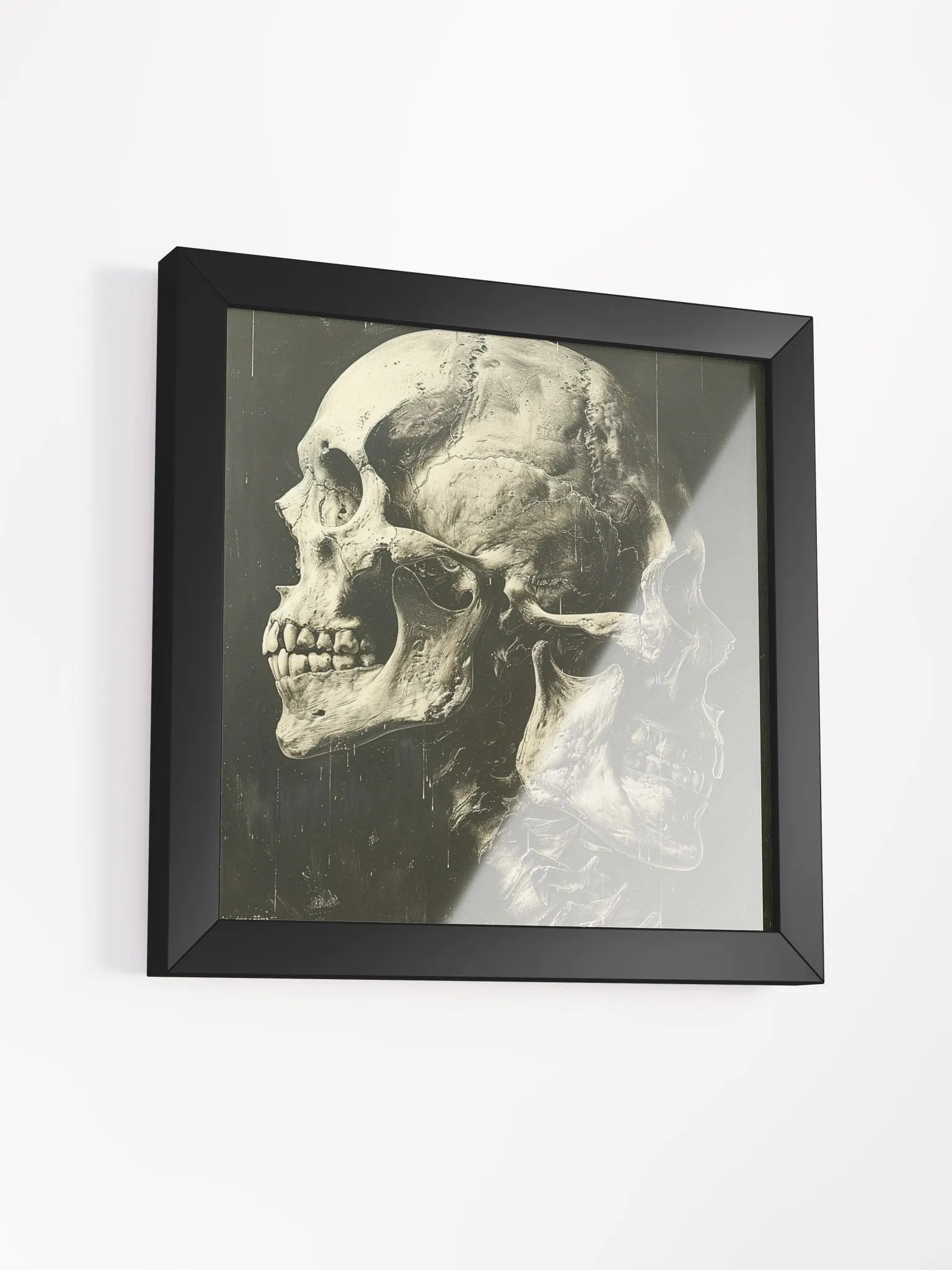 Skeleton Heads of Conjoined Twins Black and White Framed Wall Art product image (27)