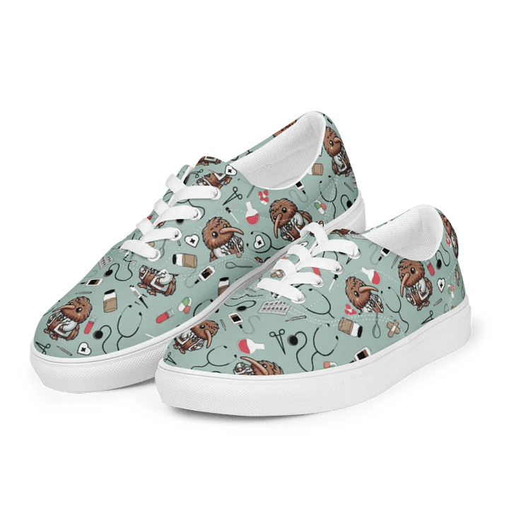 Cute Medical Kiwi Lace-up Canvas Shoes (Opal) product image (1)