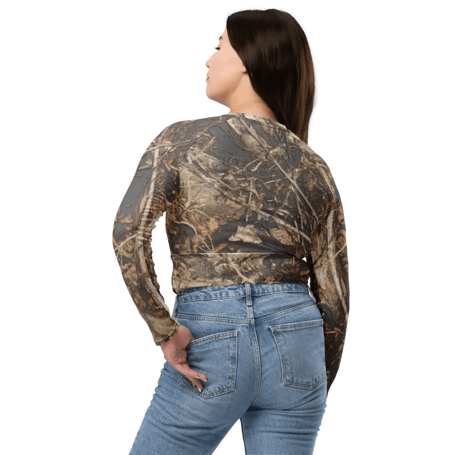 Recycled Long Sleeve Crop Top - Dead Split - It Happennnns Camo product image (8)