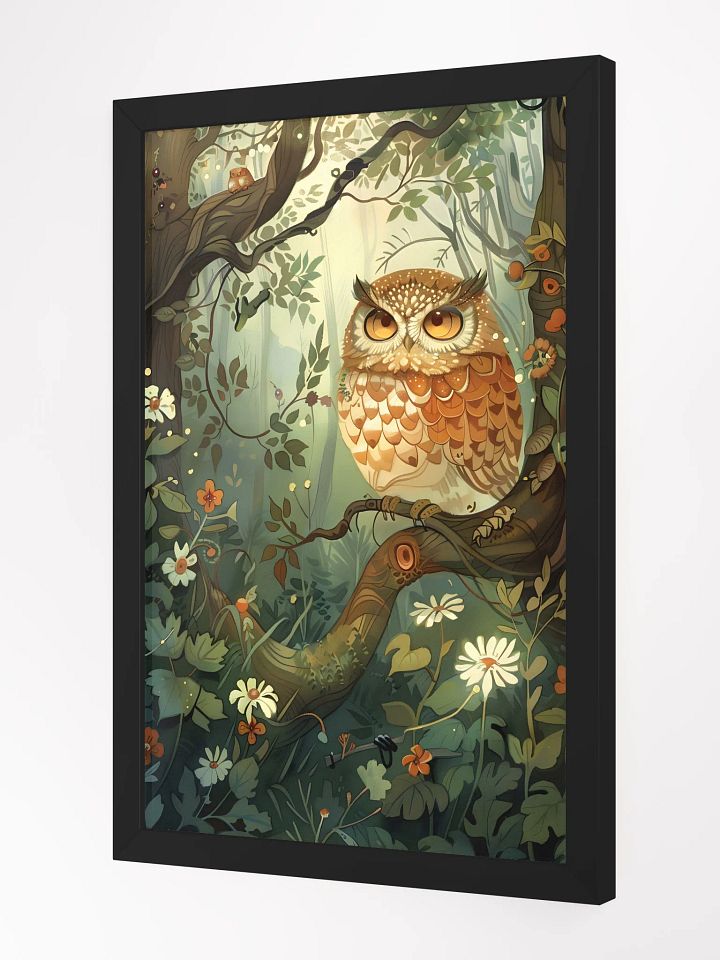 Whimsical owl perched in enchanted forest scenery. product image (2)