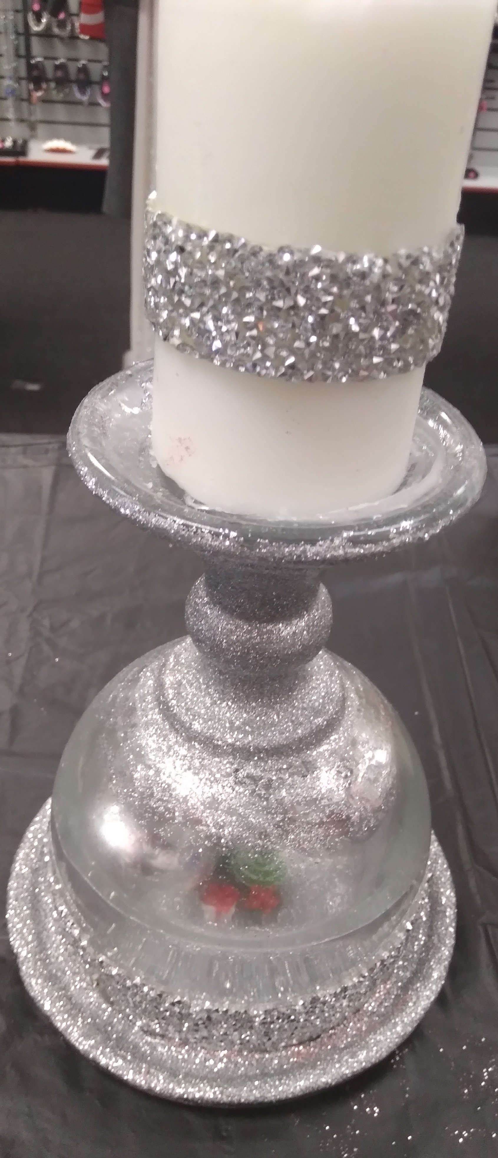 Upside Down Champagne Pillar Christmas Candleholder product image (1)