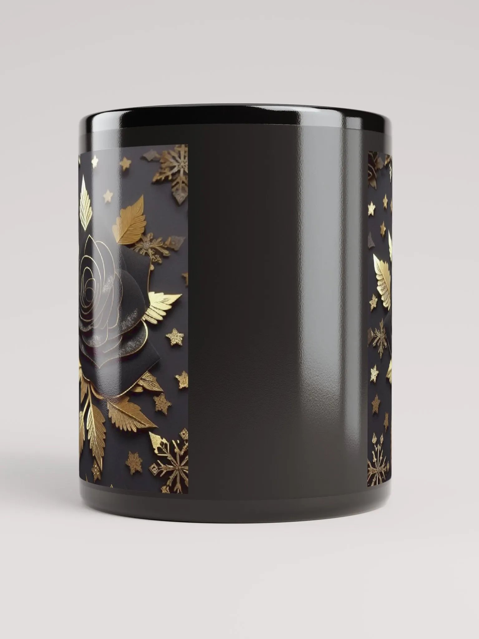 Black & Gold Rose Petals 3D Mug product image (5)