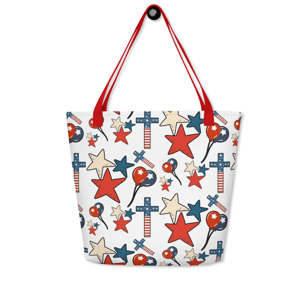 Red, White And Blue Stars And Crosses Tote Bag product image (9)