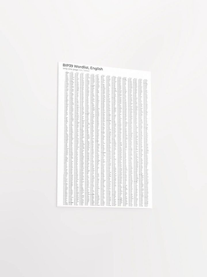 bip-39 Poster of All 2048 Seed Words product image (1)