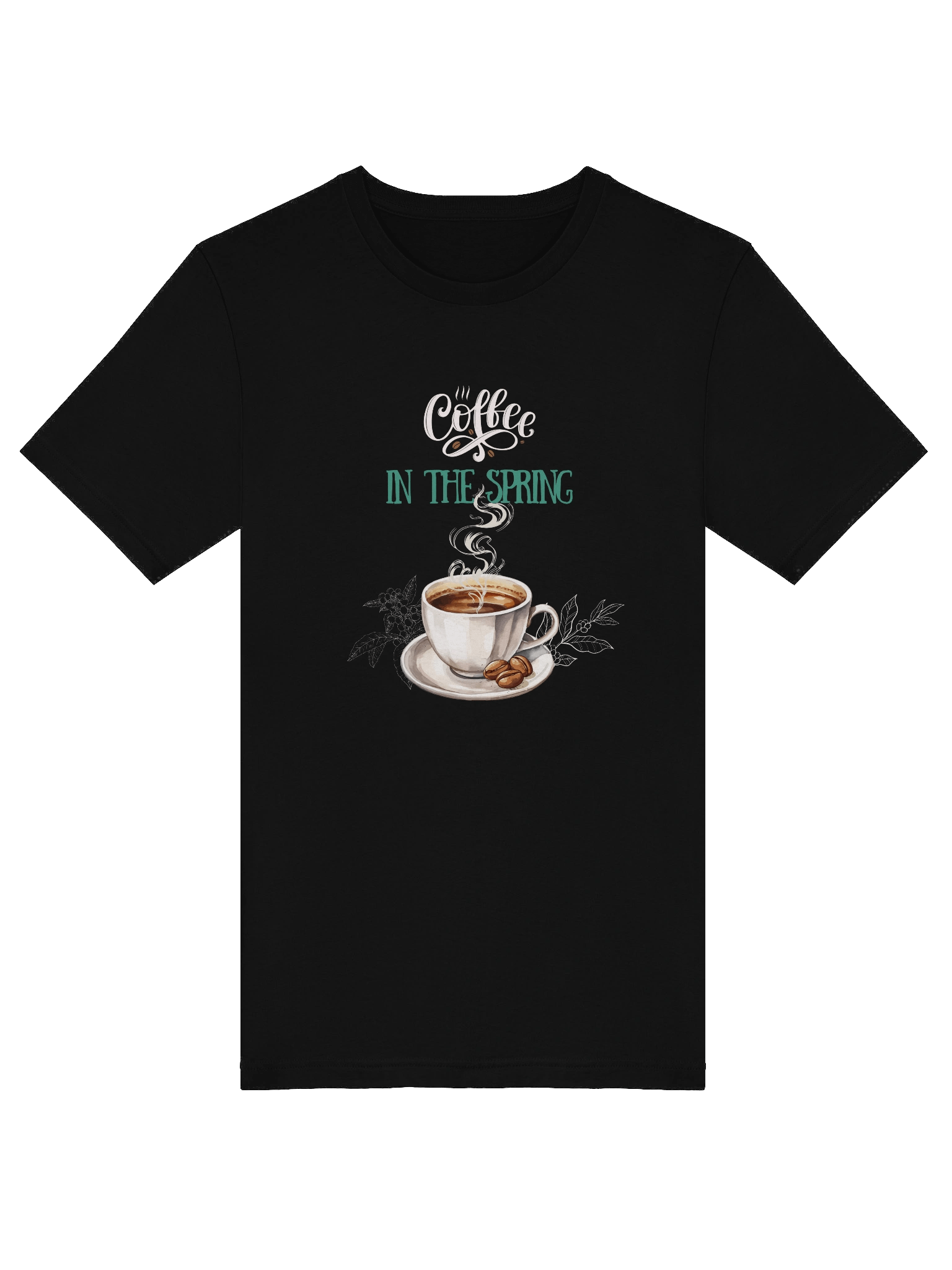 "Coffee In Spring" Black T-shirt product image (1)