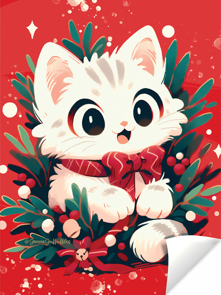 Holiday Holly Cat | Matte Paper Print product image (1)