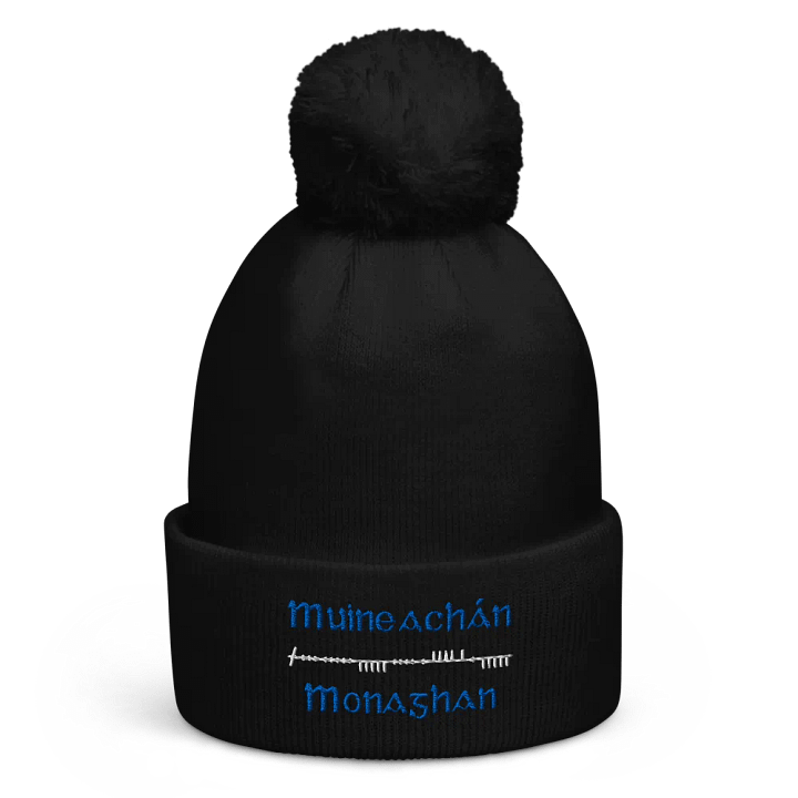 Monaghan/Muineachán Scholastic style Ogham embroidered Pom-Pom Beanie product image (1)