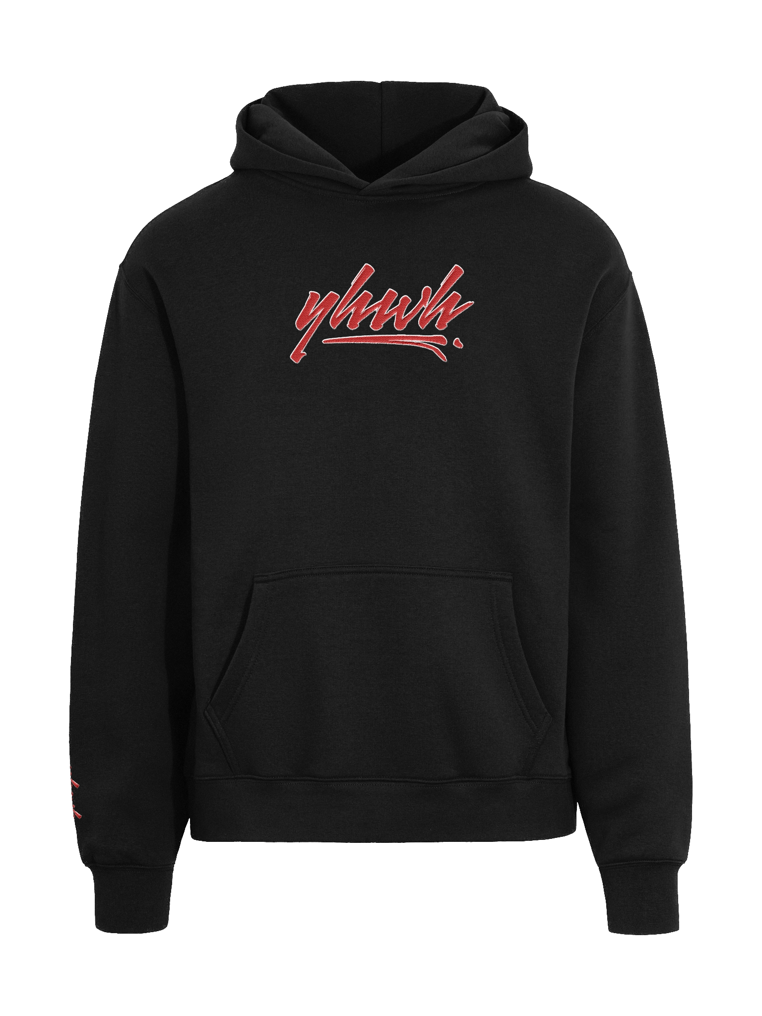 YHWH - PREMIUM OVERSIZED Embroidered Hoodie Red on Black product image (2)