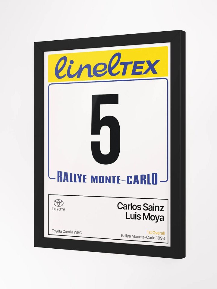 Framed A3 Print / Carlos Sainz / 1998 Rallye Monte-Carlo Number 5 product image (1)