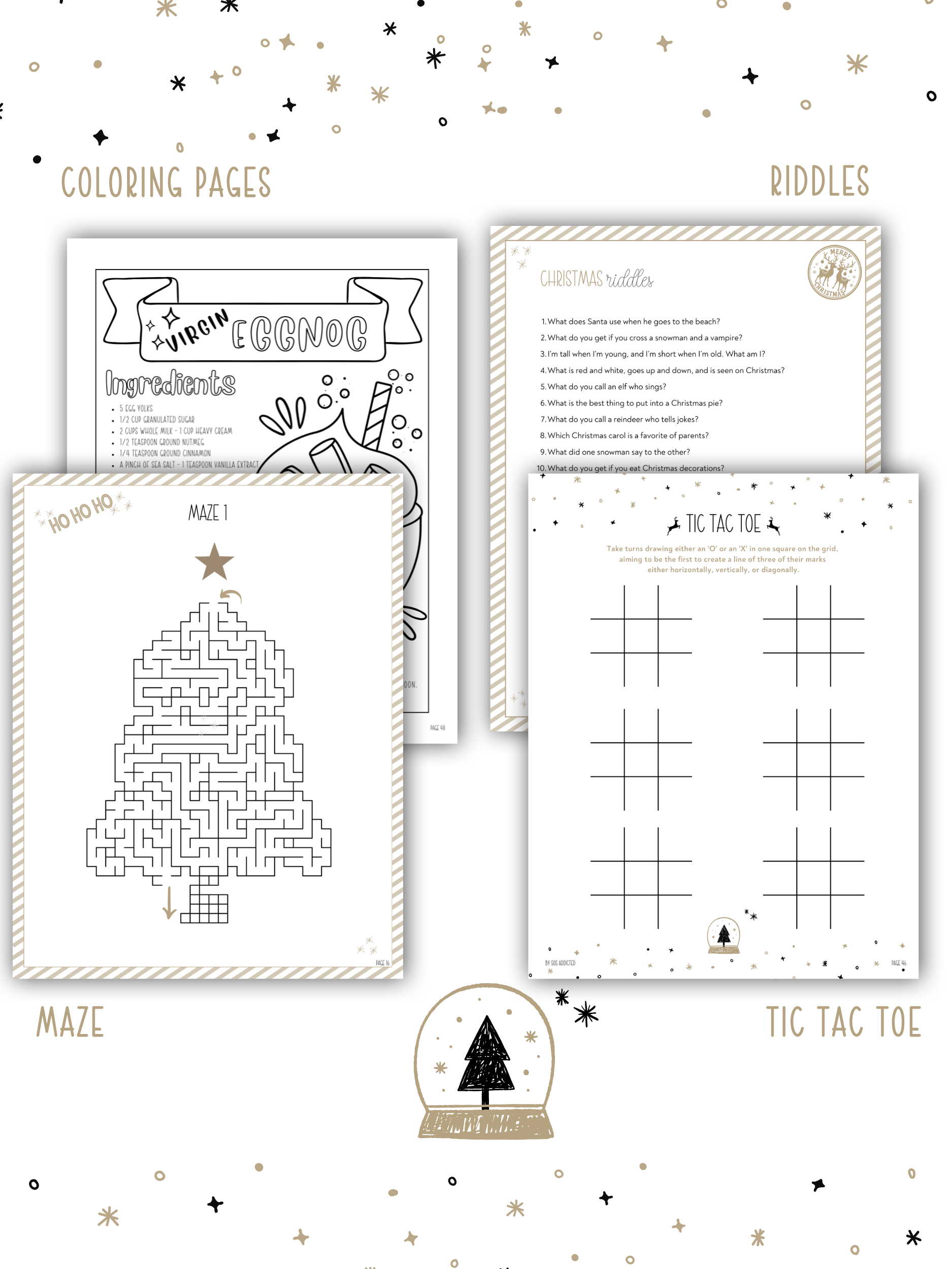 Sobriety Christmas Activity Book, Holiday Puzzles & Recovery Activities, Coloring Pages, Women Gift For Sober Support, Digital Printable PDF product image (5)