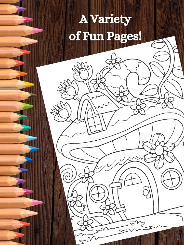 Whimsical Fairy Houses Printable Coloring Pages product image (4)