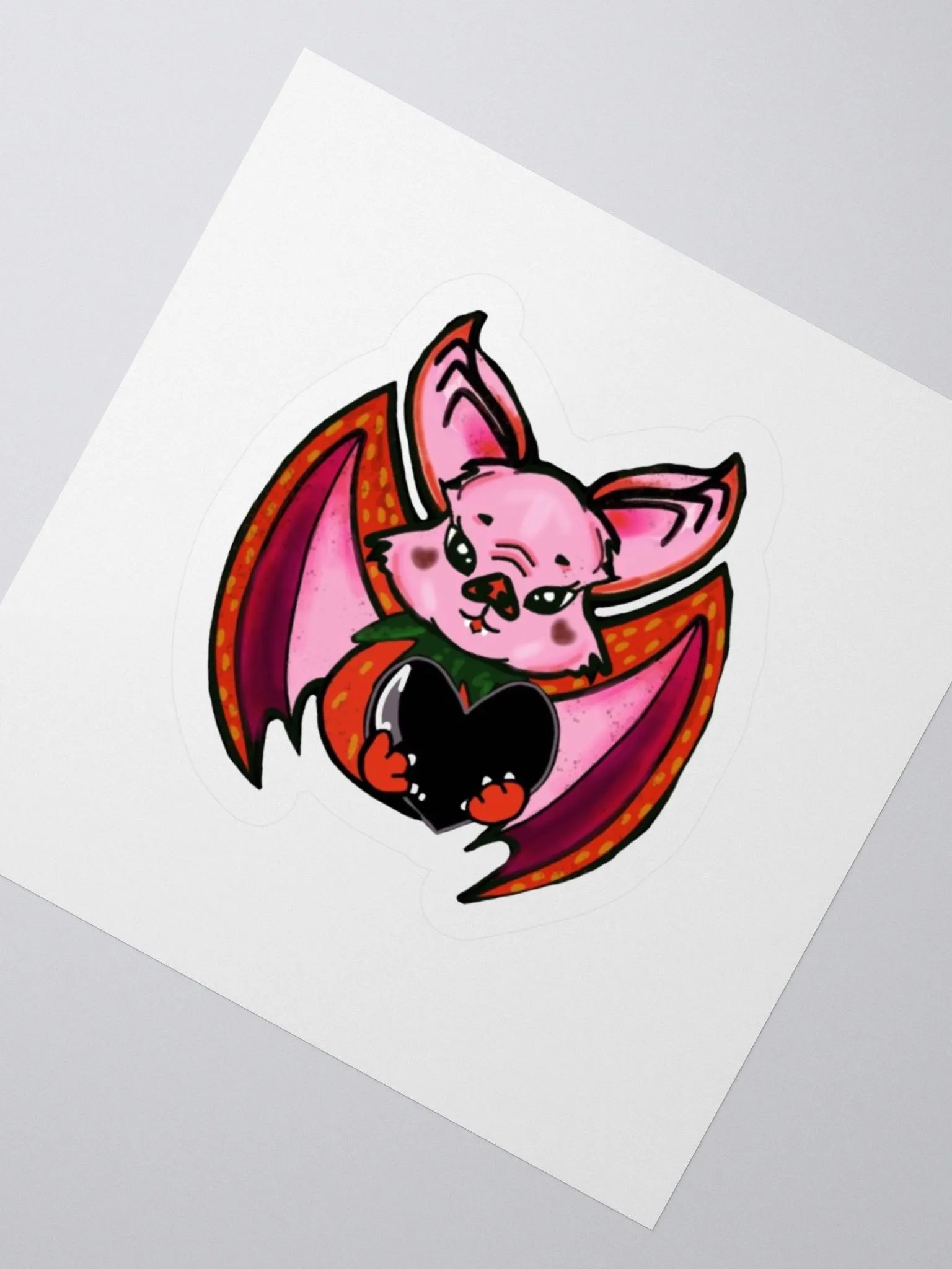 Feral Bat Heart Kiss Cut Sticker product image (2)