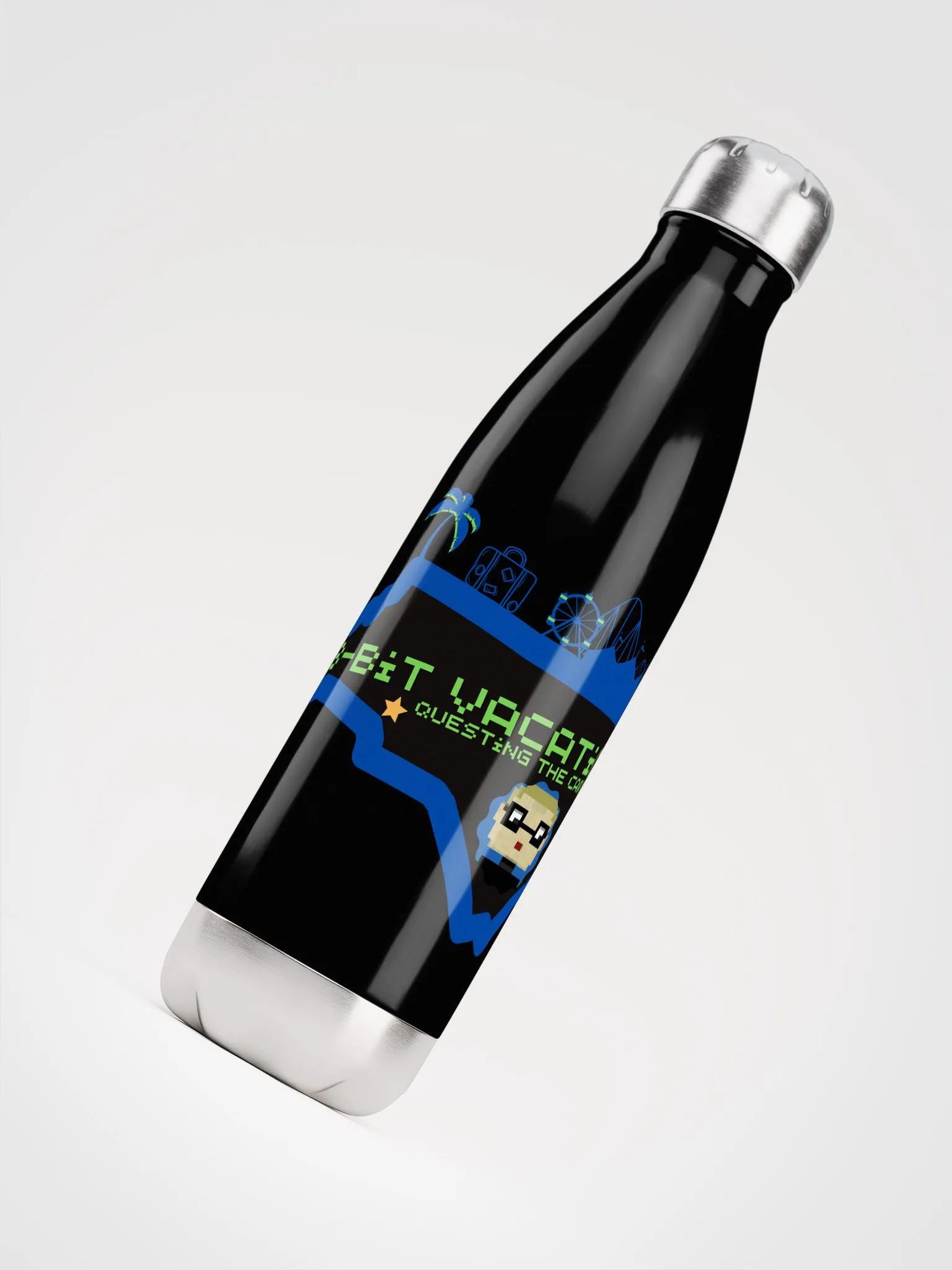 8-Bit Map Logo Stainless Steel Water Bottle product image (4)