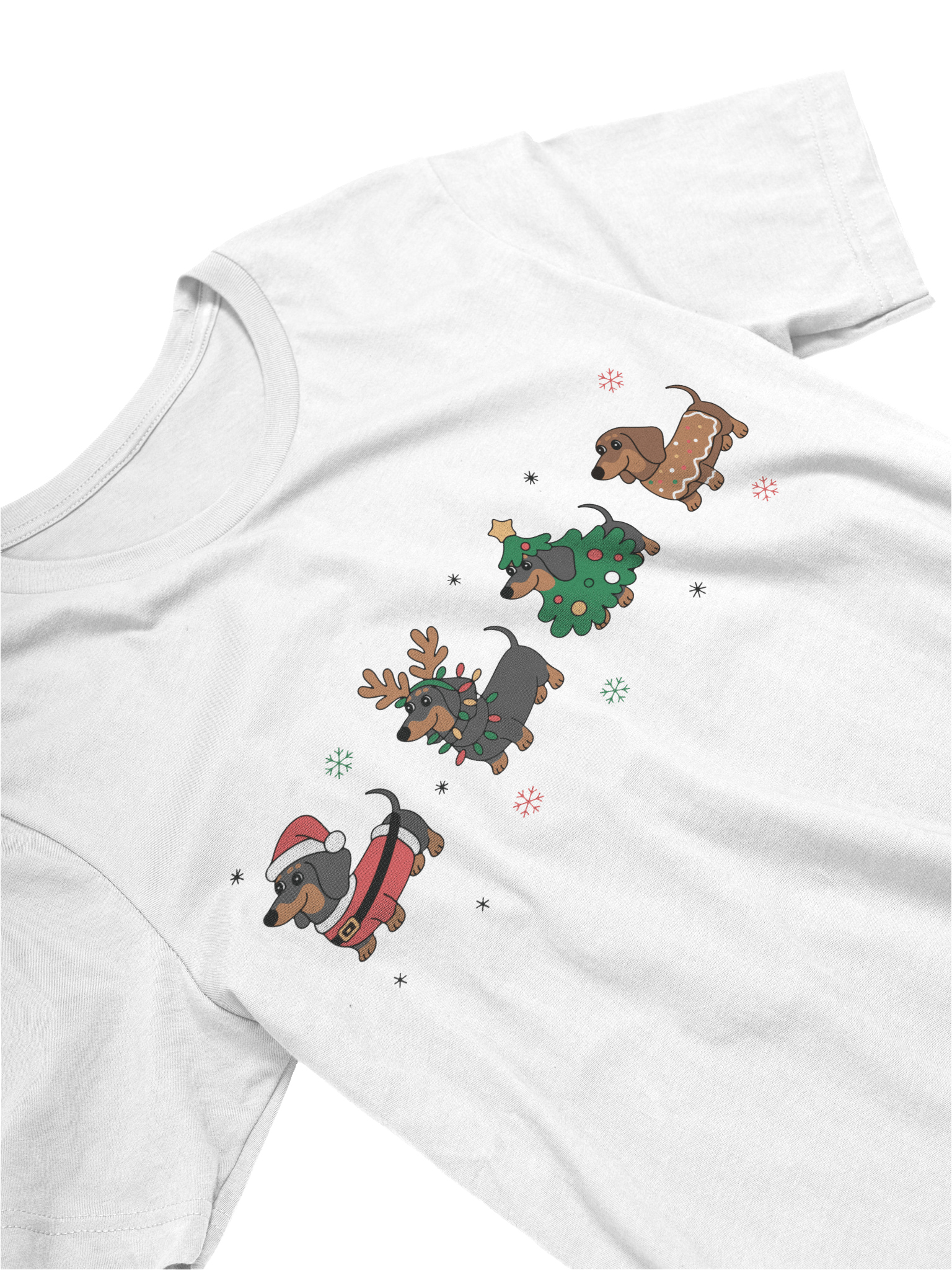 Christmas Dachshund Squad T-Shirt – Santa, Reindeer, Tree & Gingerbread Wiener Dogs product image (4)