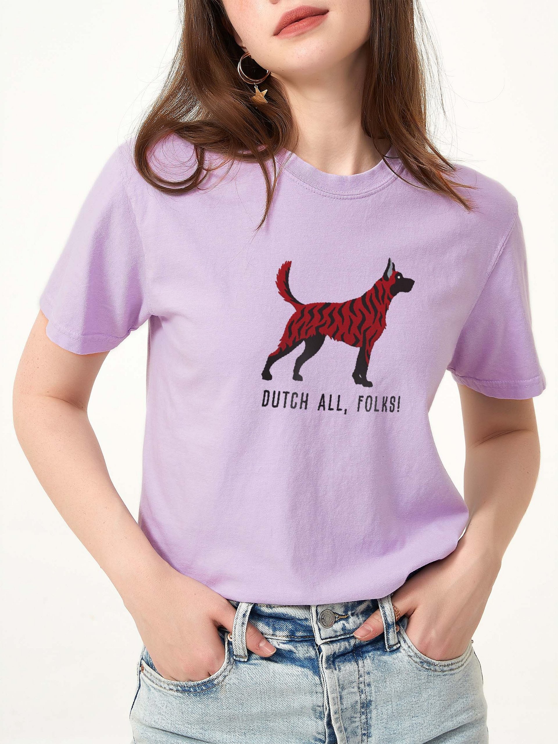 Dutch All, Folks! T-Shirt(Embroidered) of a Dutch Shepherd(Red Brindle) product image (2)