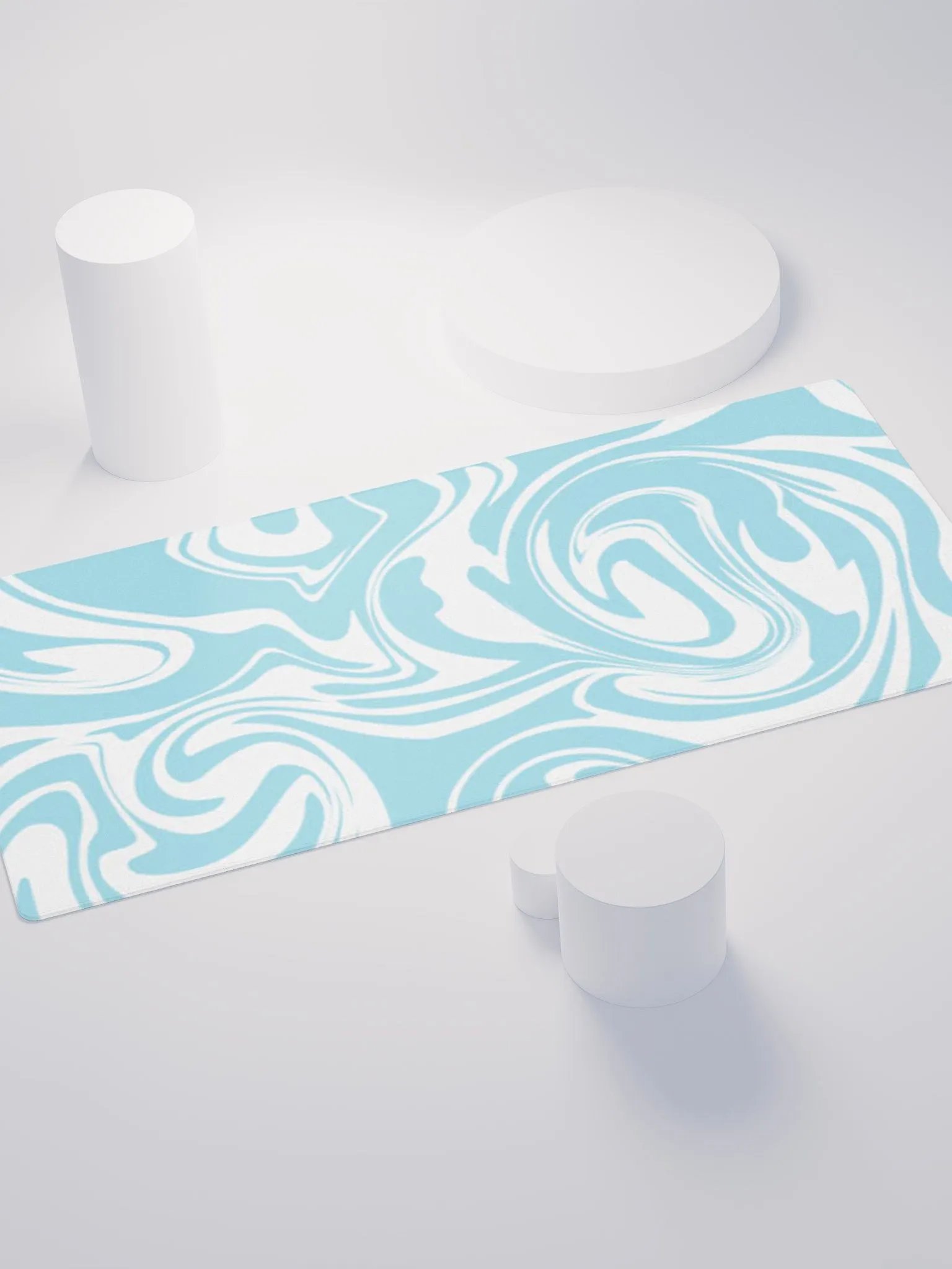 Blue and White paint swirl pattern (DESK MAT) product image (4)