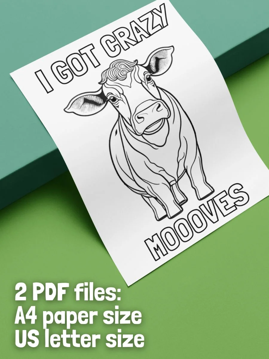 Free Printable Cow Coloring Page PDF | cowz