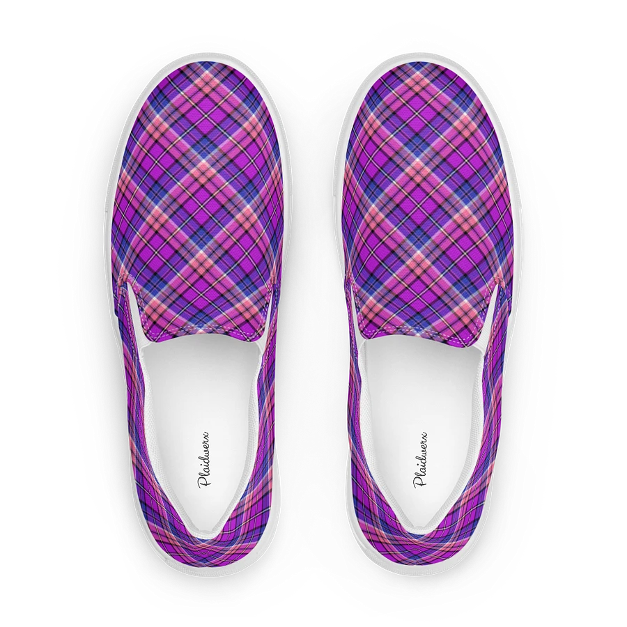 Bright Purple, Pink, and Blue Plaid Women's Slip-On Shoes product image (1)