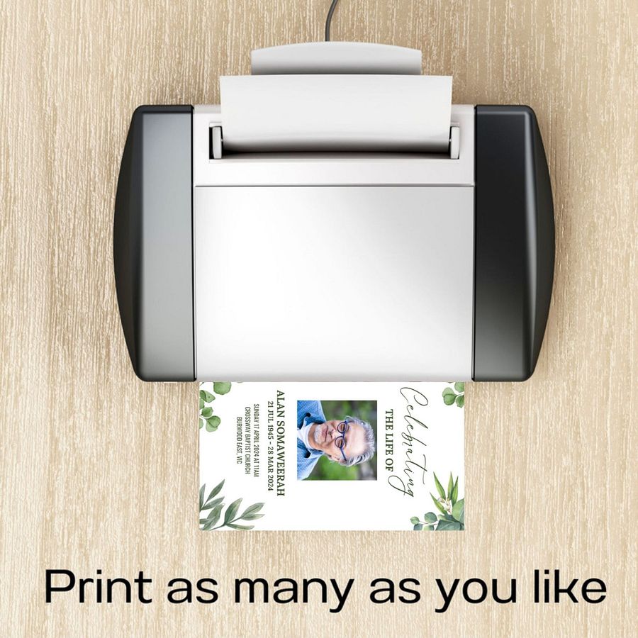 Green Leaves Funeral Program Canva Template product image (8)