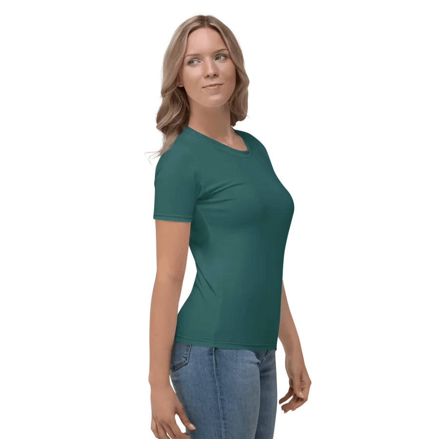 Plain Teal Green Soft Summer Women's Crewneck Polyester Heavyweight Premium T-Shirt by Treasure Pie product image (4)