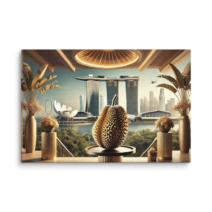 The Golden Durian Overlooking Singapore Bay Canvas – A Fusion of Tradition and Modernity product image (2)