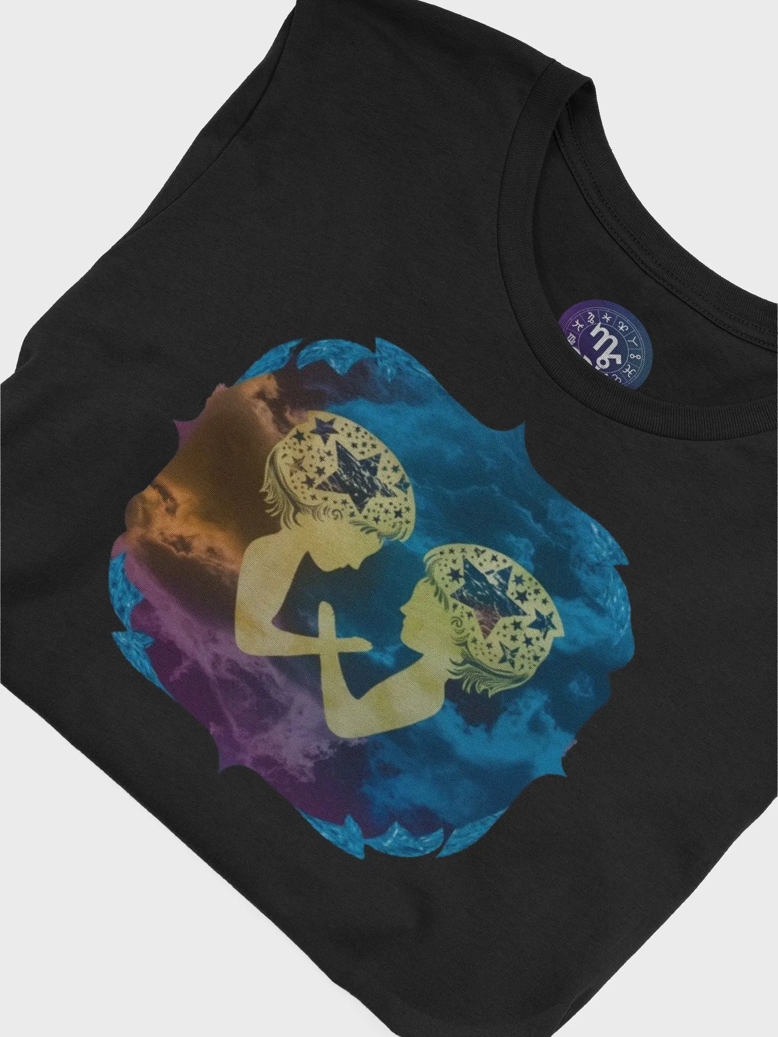 Unisex Gemini Zodiac T-Shirt - Artistic Twin Silhouettes, Celestial Watercolor Design, Astrology Gift product image (7)