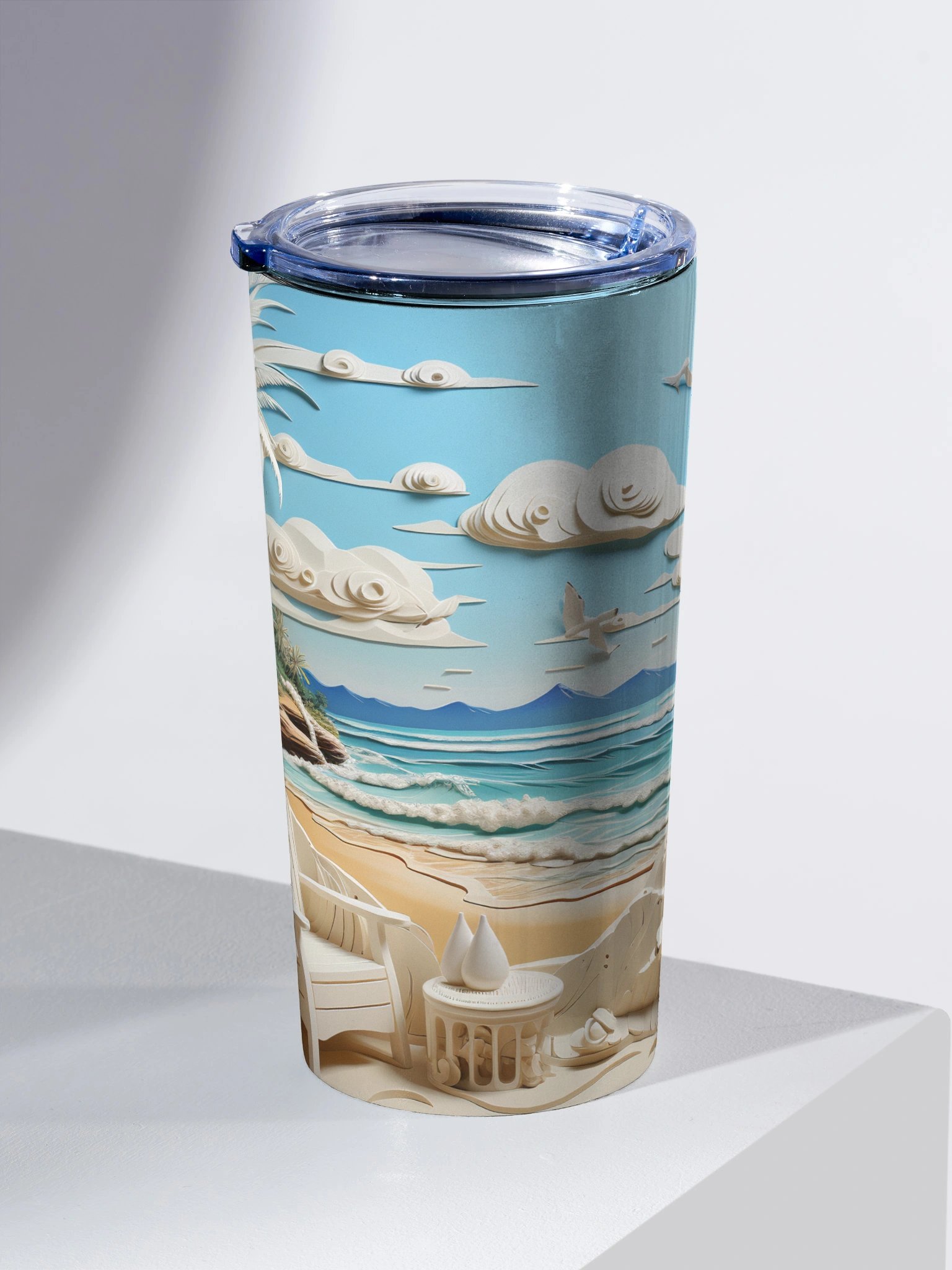 Tranquil Beach Scene Stainless Steel Tumbler product image (2)
