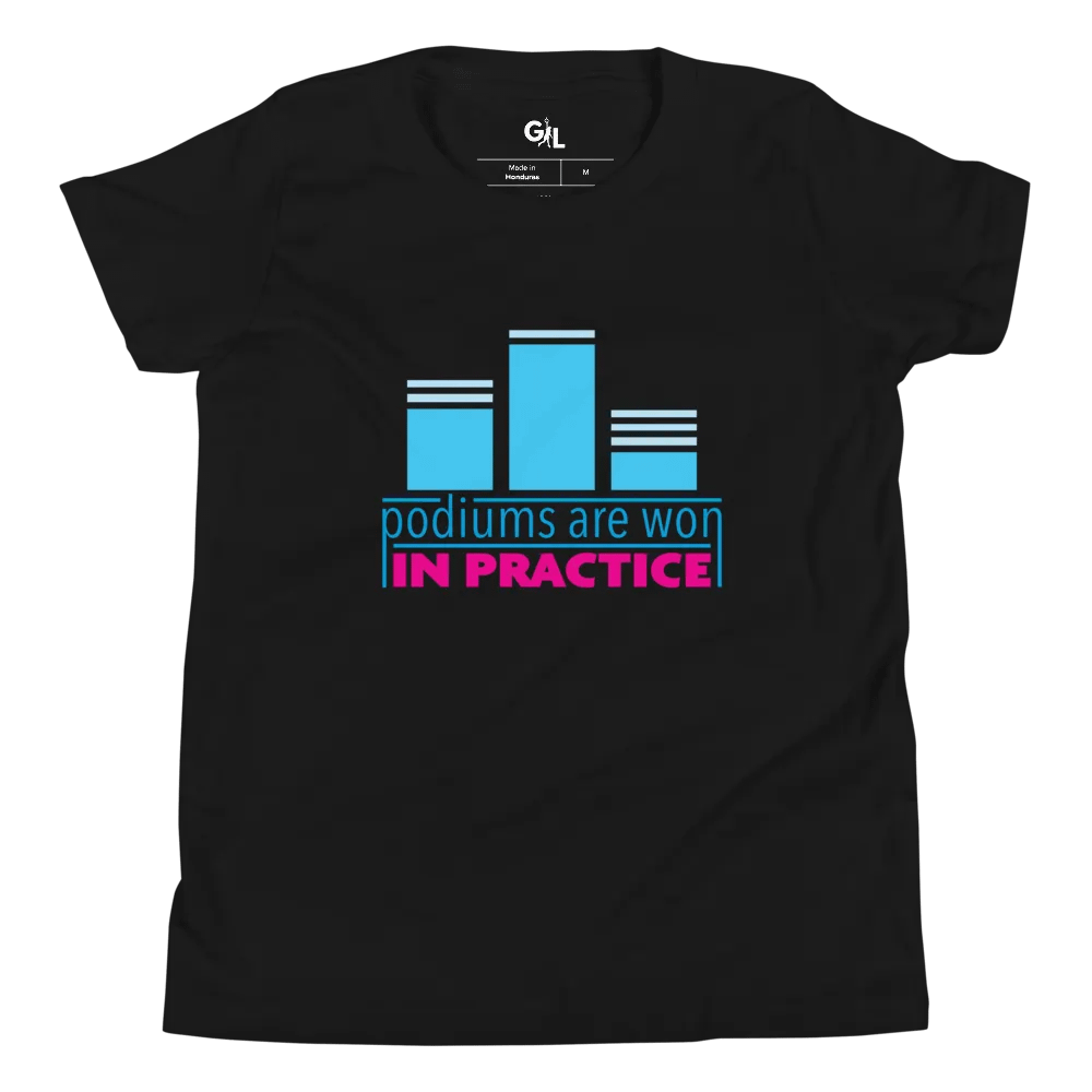 Podiums Are Won In Practice Kids Tee: Blue & Pink product image (1)