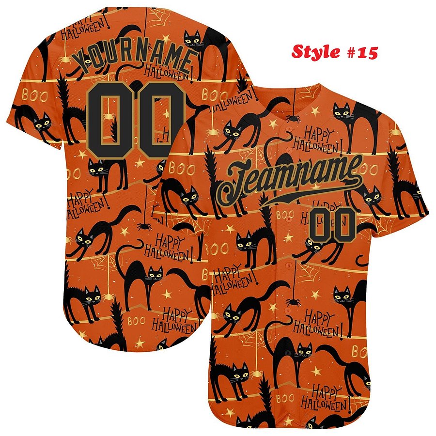 Authentic Baseball Jersey, Custom Baseball Jersey, Personalized Sport Jersey, Colorful, Flowers, Number, Logo, Halloween Gift product image (186)