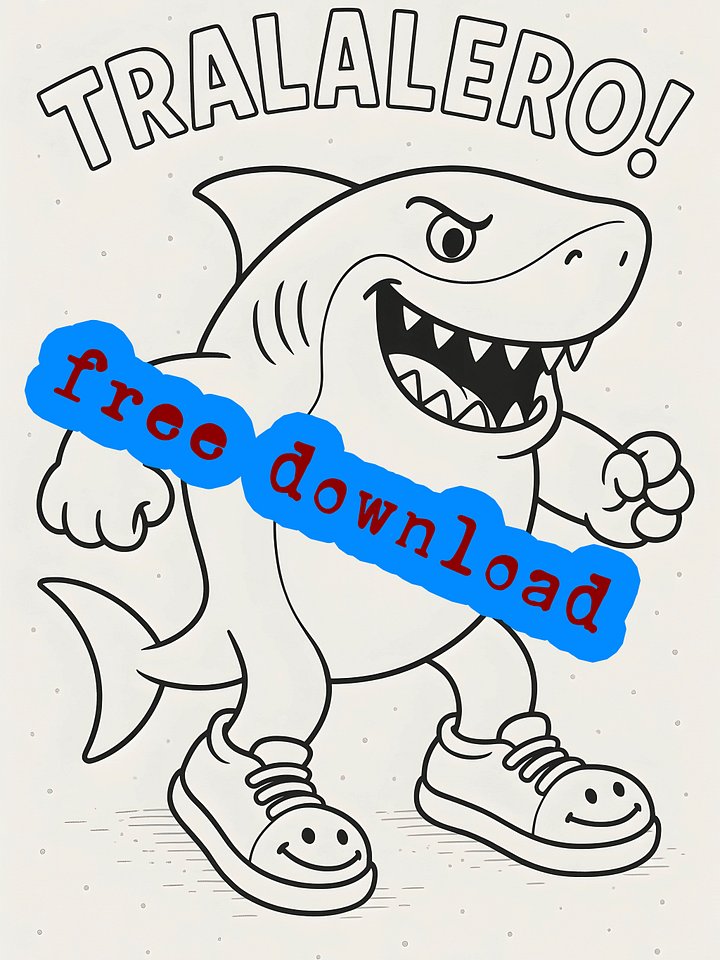 Tralalero Shark Coloring Page product image (1)