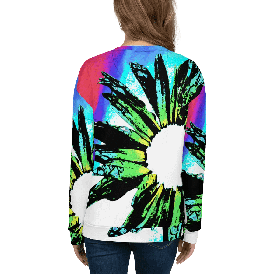Abstract Vibrant Green Daisy Unisex Sweatshirt product image (10)