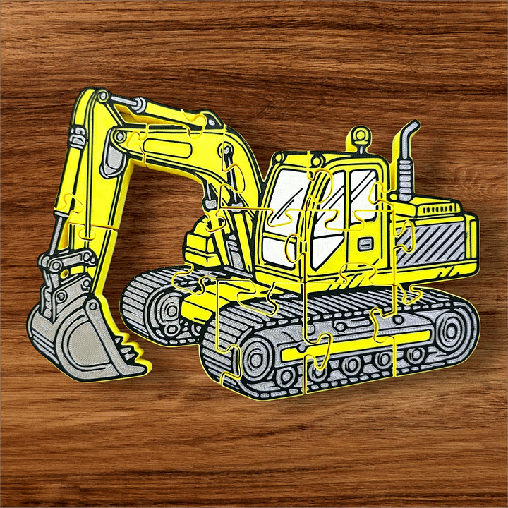 Excavator 3D Printed Jigsaw Puzzle – A Heavy-Duty Challenge for Kids! product image (1)