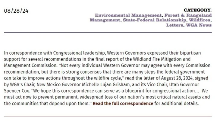 The 20 Governors represented in the Western Governors’ Association have written to Congressional leadership expressing their ...