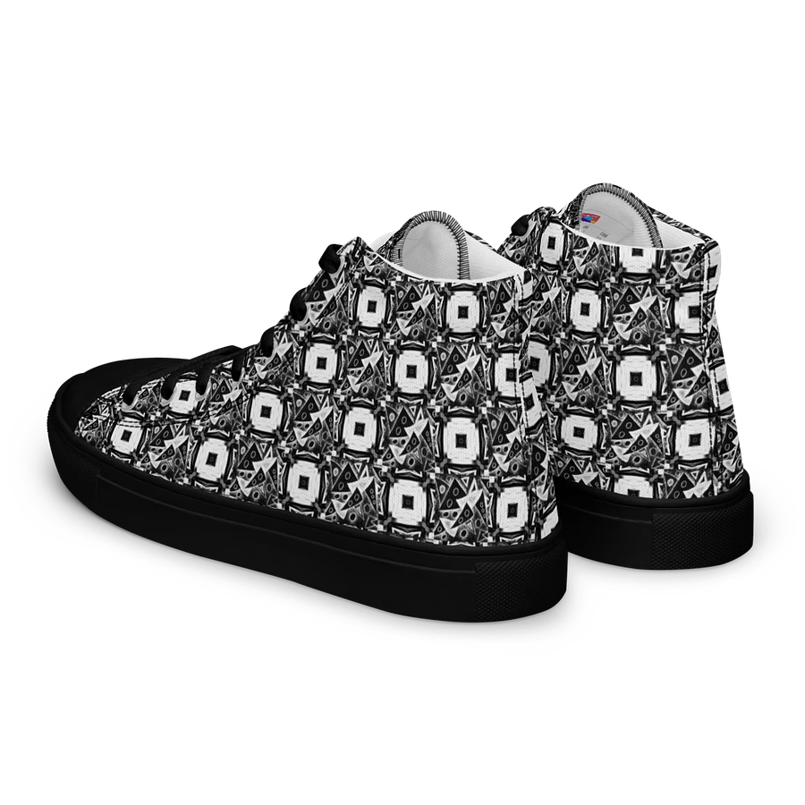 Abstract Monochrome Pattern Shapes and Squares Men's Canvas Shoes High Tops product image (6)