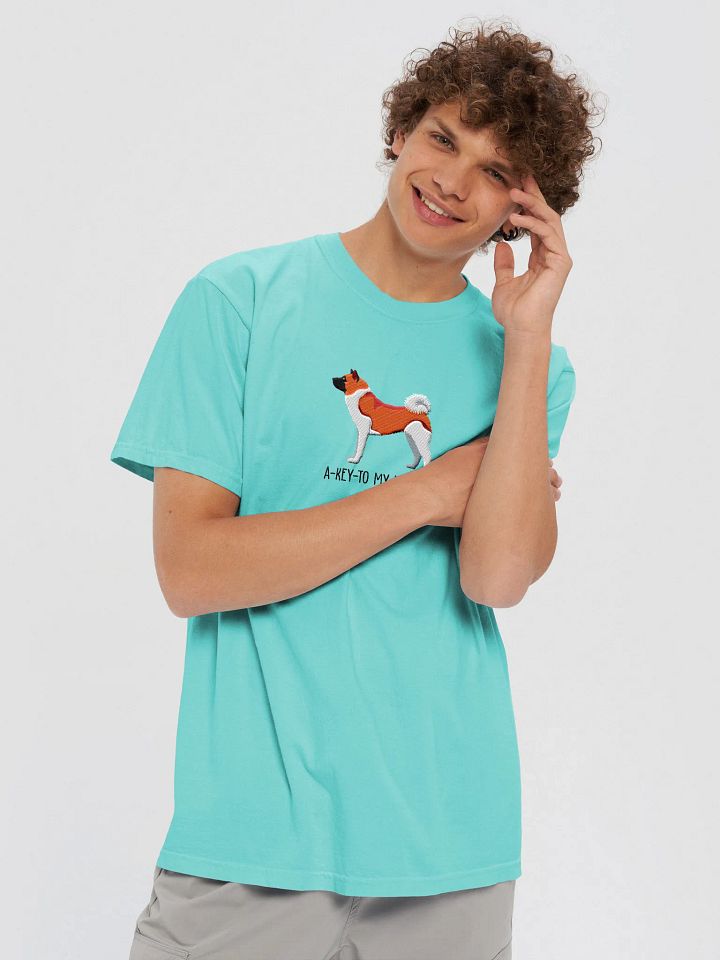 A-Key-To My Heart T-Shirt(Embroidered) of an American Akita(Red) product image (2)