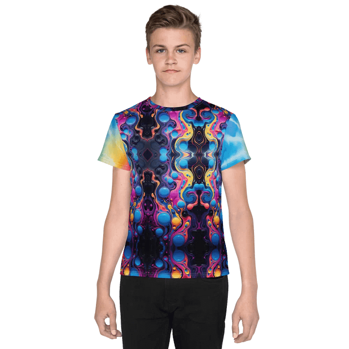 Vibrant Liquid Bubbles Tie Dye Youth T-Shirt product image (1)