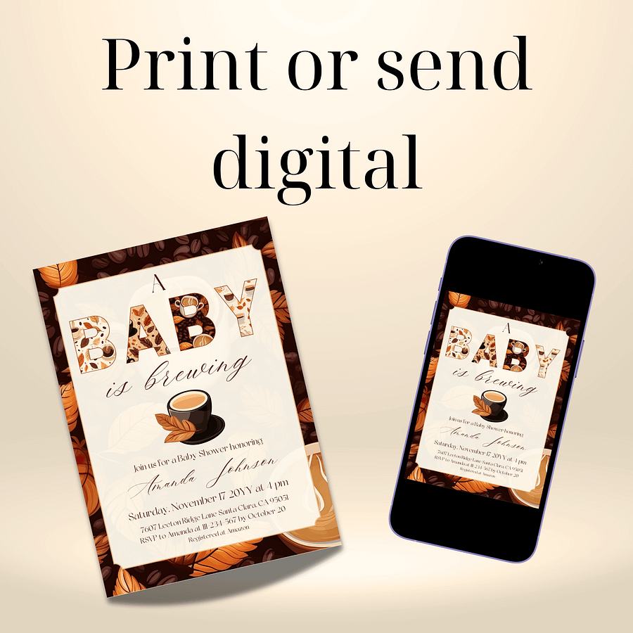 Coffee Themed Baby Shower Invitation Template, Rustic A Baby is Brewing Party, Coffee Brunch Baby Shower Invite Idea, Digital Download Canva product image (9)