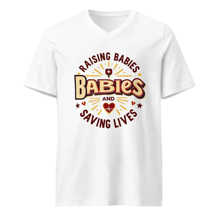 RAISING BABIES AND SAVING LIVES, mom duty V-Neck Tee product image (5)